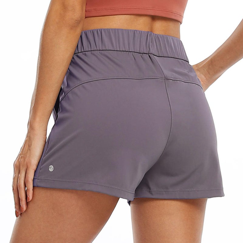 Willit Womens Athletic Hiking Running Shorts for Women Yoga Workout Gym Quick Dry Shorts with Pockets Grayish Purple L - Image 3